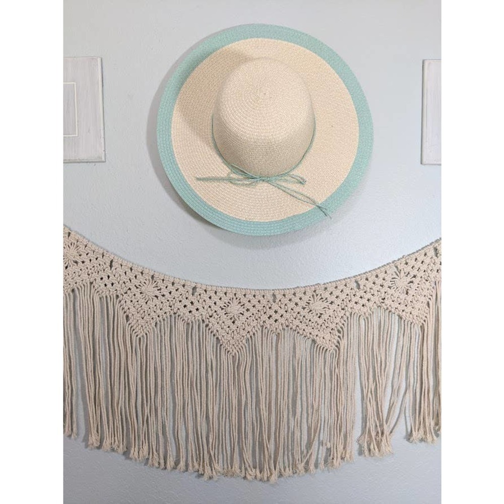 Cream and Seafoam Blue/Green Floppy Sun Hat